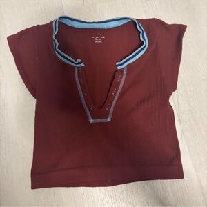 Urban Outfitters Kids Burgundy Tee with Blue Accents